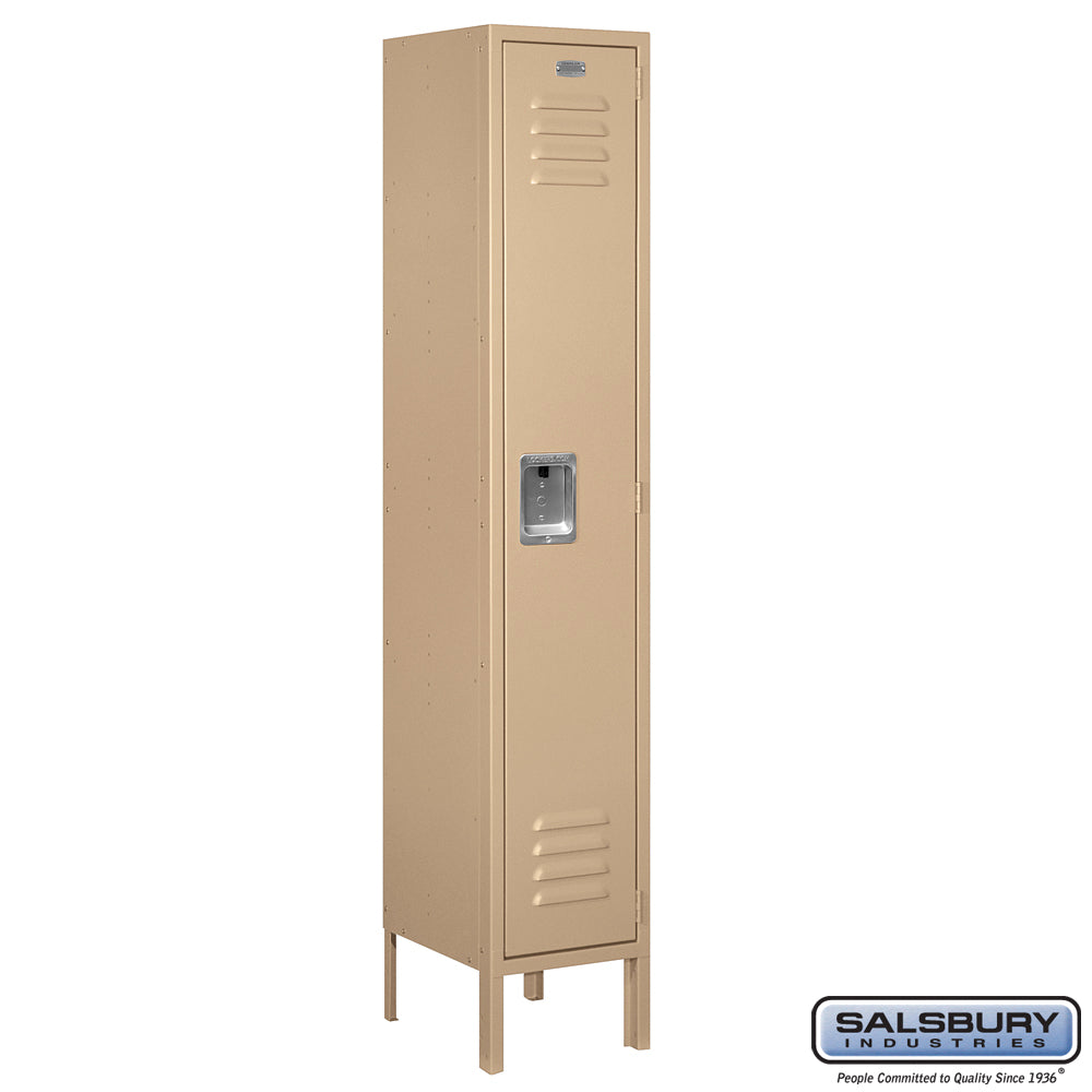 12" Wide Single Tier Standard Metal Locker - 1 Wide - 5 Feet High - 12 Inches Deep - Tan - Assembled