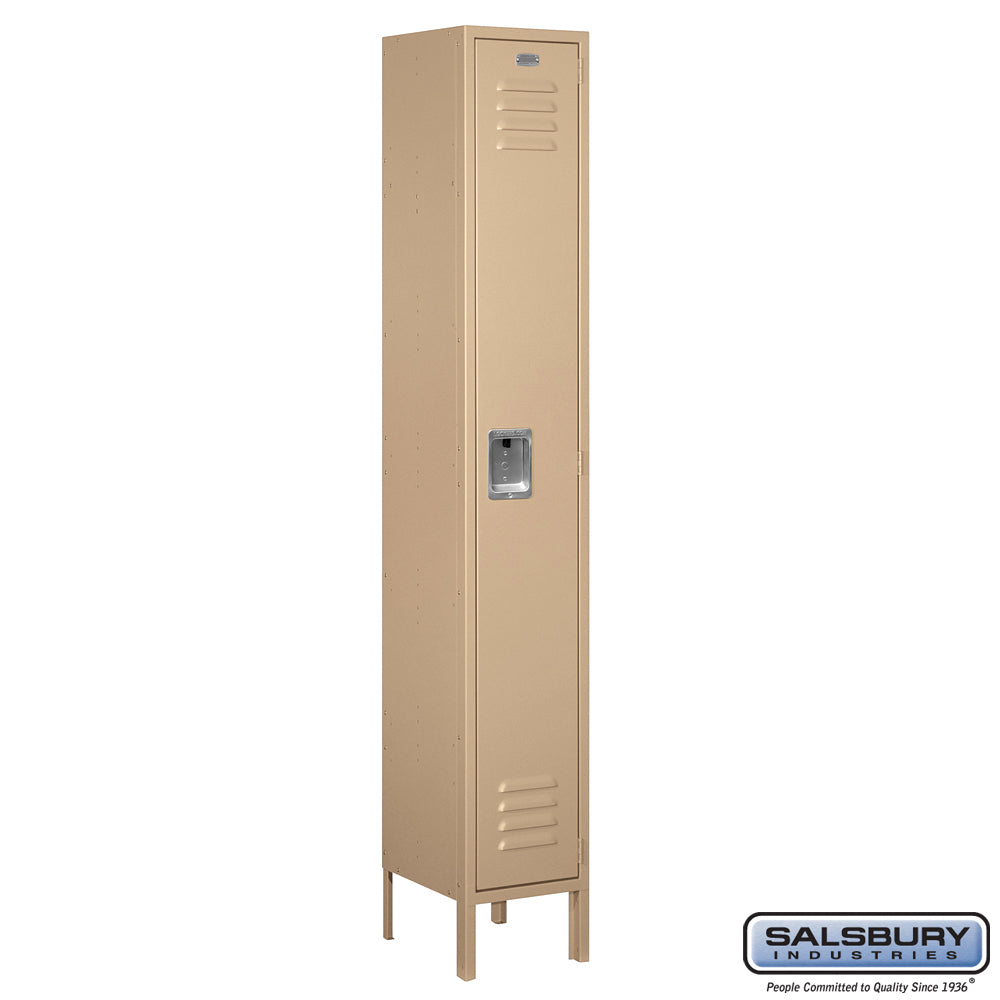 12" Wide Single Tier Standard Metal Locker - 1 Wide - 6 Feet High - 12 Inches Deep - Tan - Assembled