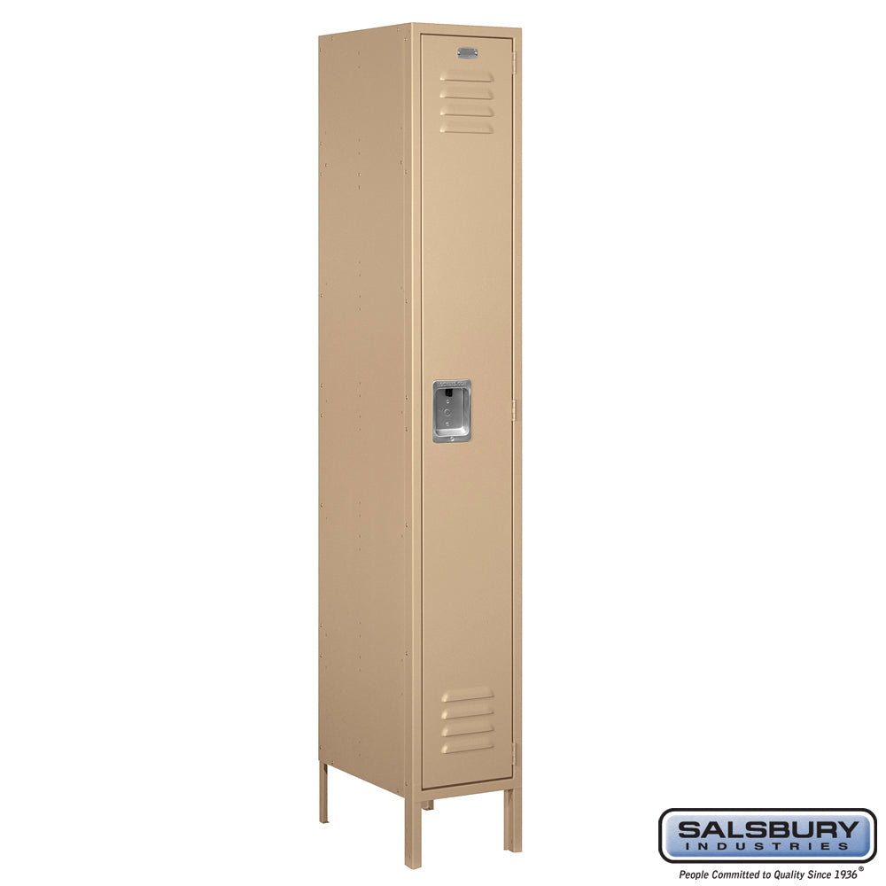 12" Wide Single Tier Standard Metal Locker - 1 Wide - 6 Feet High - 18 Inches Deep - Tan - Assembled