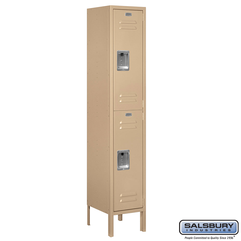 12" Wide Double Tier Standard Metal Locker - 1 Wide - 5 Feet High - 12 Inches Deep - Tan - Assembled