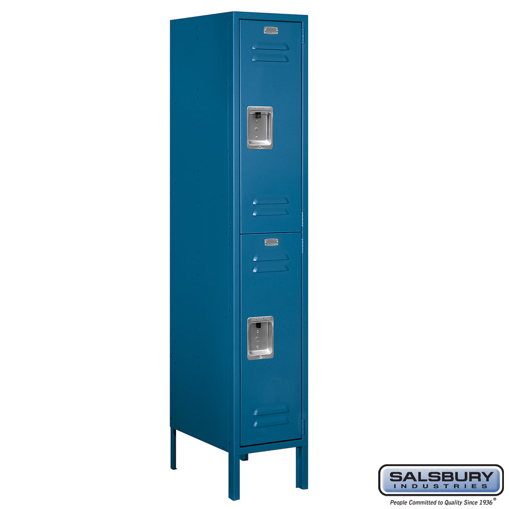 12" Wide Double Tier Standard Metal Locker - 1 Wide - 5 Feet High - 18 Inches Deep - Blue - Assembled