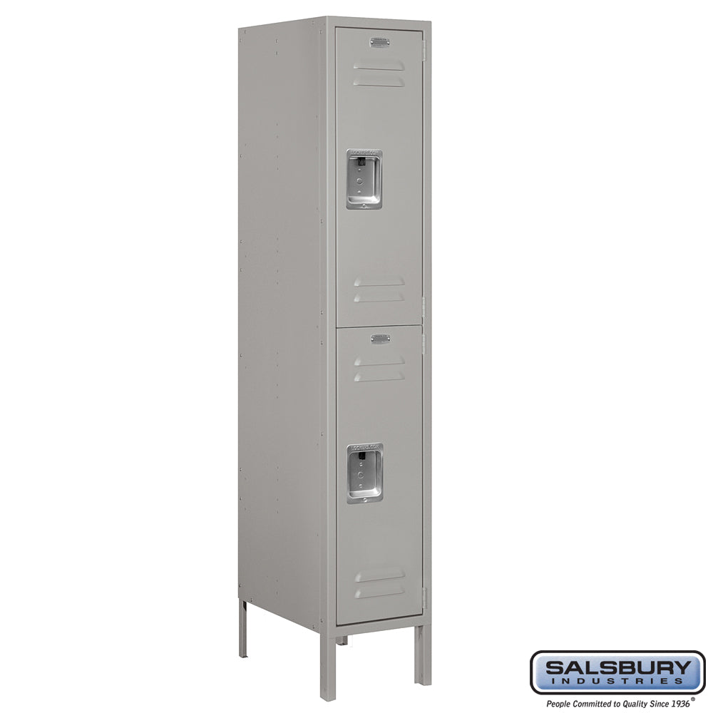 12" Wide Double Tier Standard Metal Locker - 1 Wide - 5 Feet High - 18 Inches Deep - Gray - Assembled