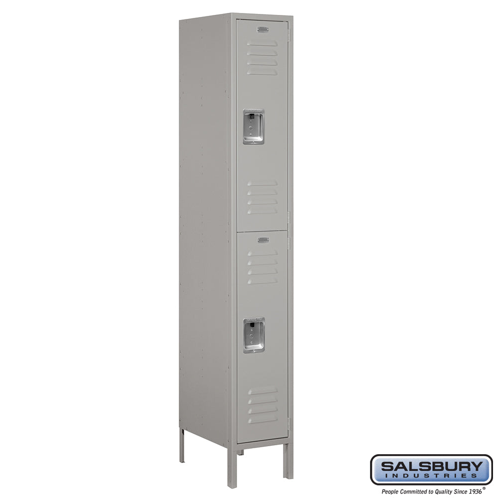 12" Wide Double Tier Standard Metal Locker - 1 Wide - 6 Feet High - 18 Inches Deep - Gray - Assembled