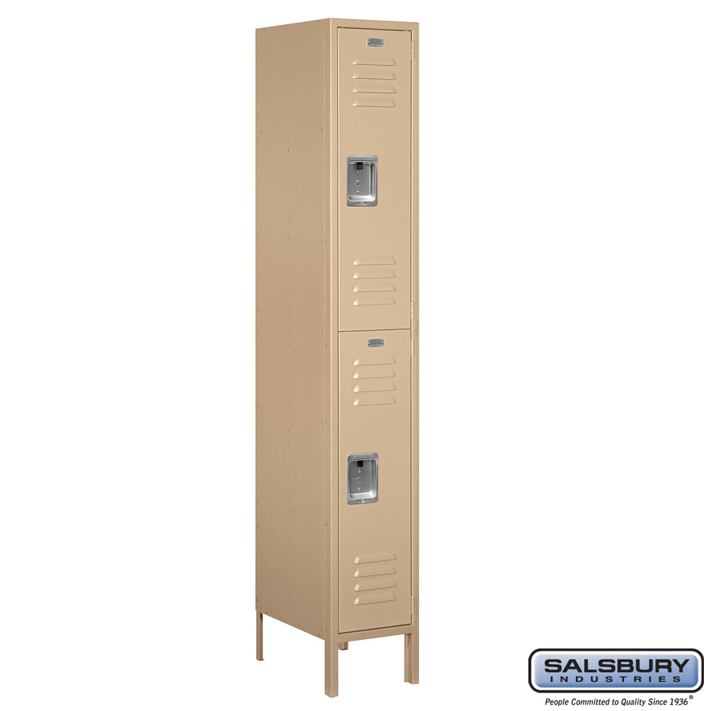 12" Wide Double Tier Standard Metal Locker - 1 Wide - 6 Feet High - 18 Inches Deep - Tan - Assembled