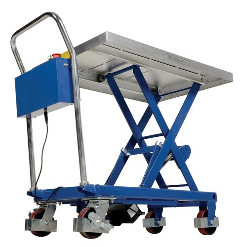 Steel Linear Elevating Cart 23-5/8 In. x 35-1/2 In. 400 Lb. Capacity Blue/Silver