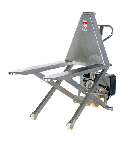 Stainless Steel DC Powered Tote Lift 63 In. x 26-3/4 In. x 46 In. 2000 Lb. Capacity Blue
