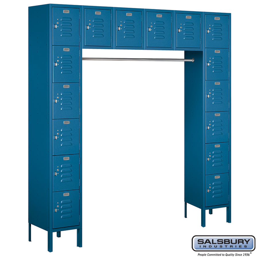 12" Wide Six Tier Box Style Bridge Standard Metal Locker - 16 Box - 18 Inches Deep - Blue - Assembled