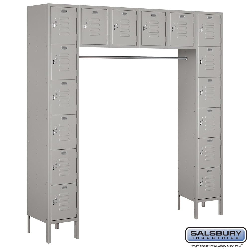 12" Wide Six Tier Box Style Bridge Standard Metal Locker - 16 Box - 18 Inches Deep - Gray - Unassembled