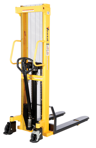 Steel Manual Stacker Fixed Forks/Legs 2,000 Lb. Capacity Black / Yellow