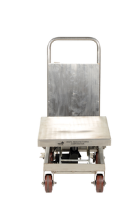Thumbnail for Partially Stainless Steel Linear Actuated Elevating Cart 19-1/2 In. x 32 In. 500 Lb. Capacity Blue/Silver