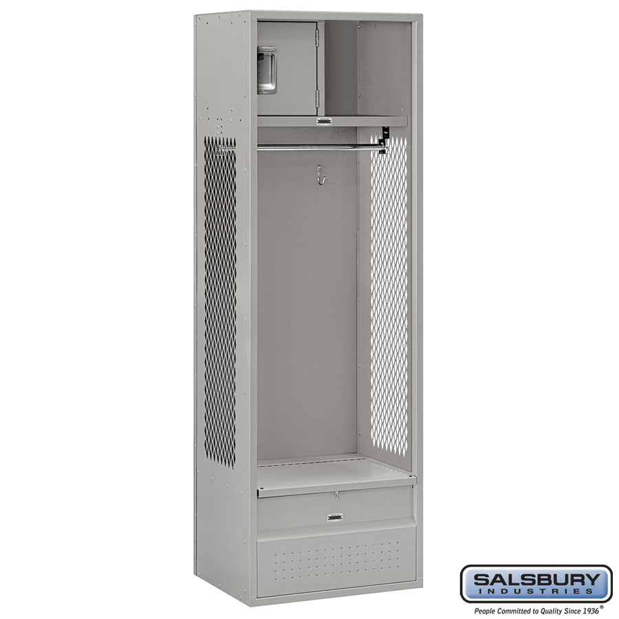 24" Wide Open Access Metal Locker - 6 Feet High - 18 Inches Deep - Gray - Assembled