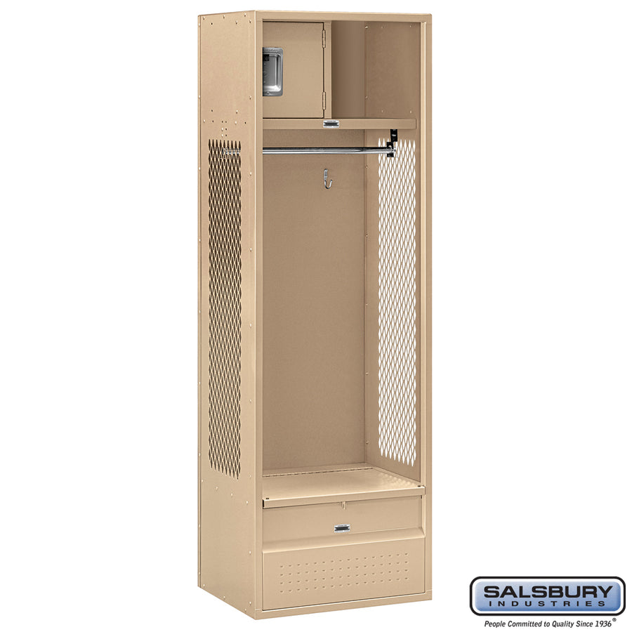24" Wide Open Access Metal Locker - 6 Feet High - 18 Inches Deep - Tan - Unassembled