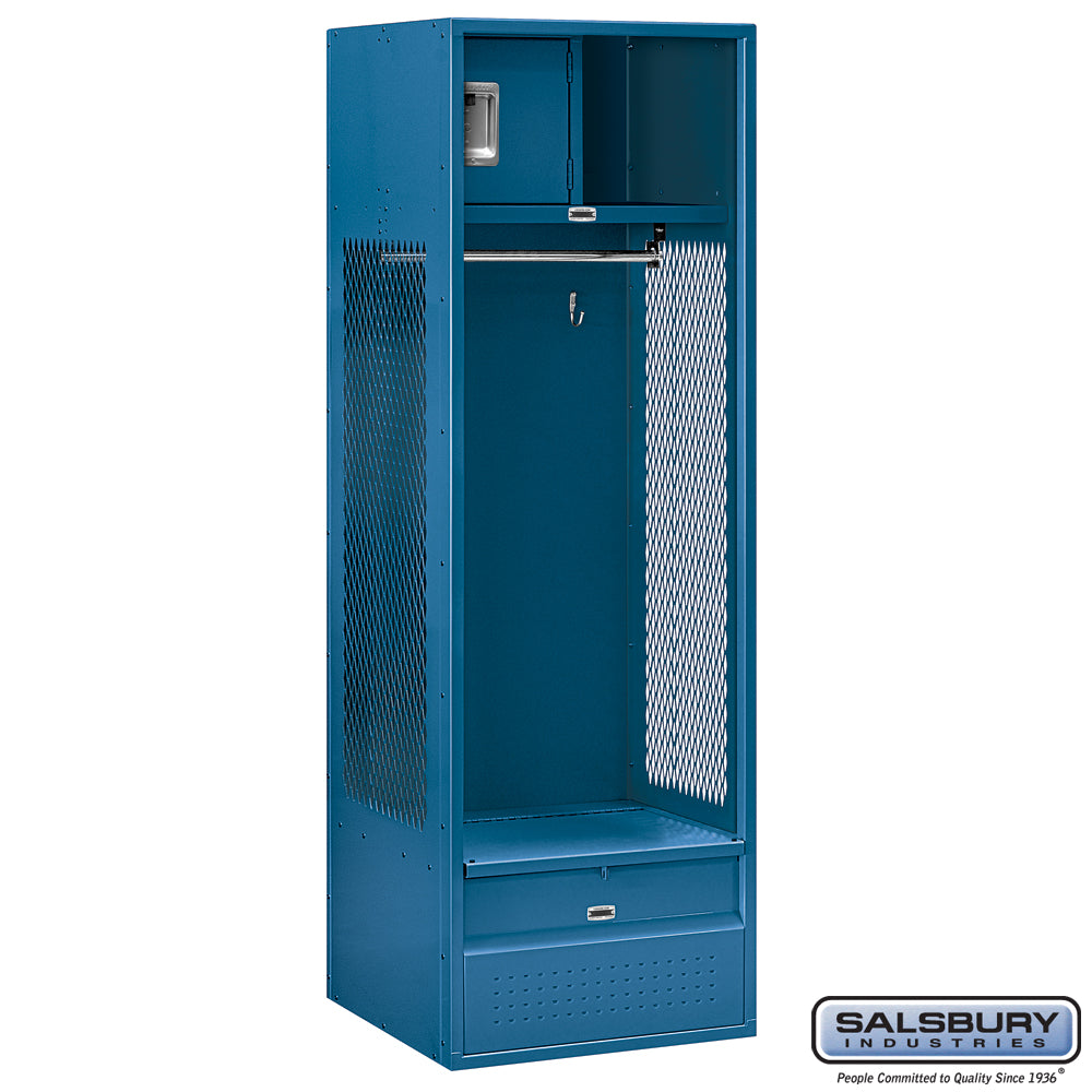 24" Wide Open Access Metal Locker - 6 Feet High - 24 Inches Deep - Blue - Assembled