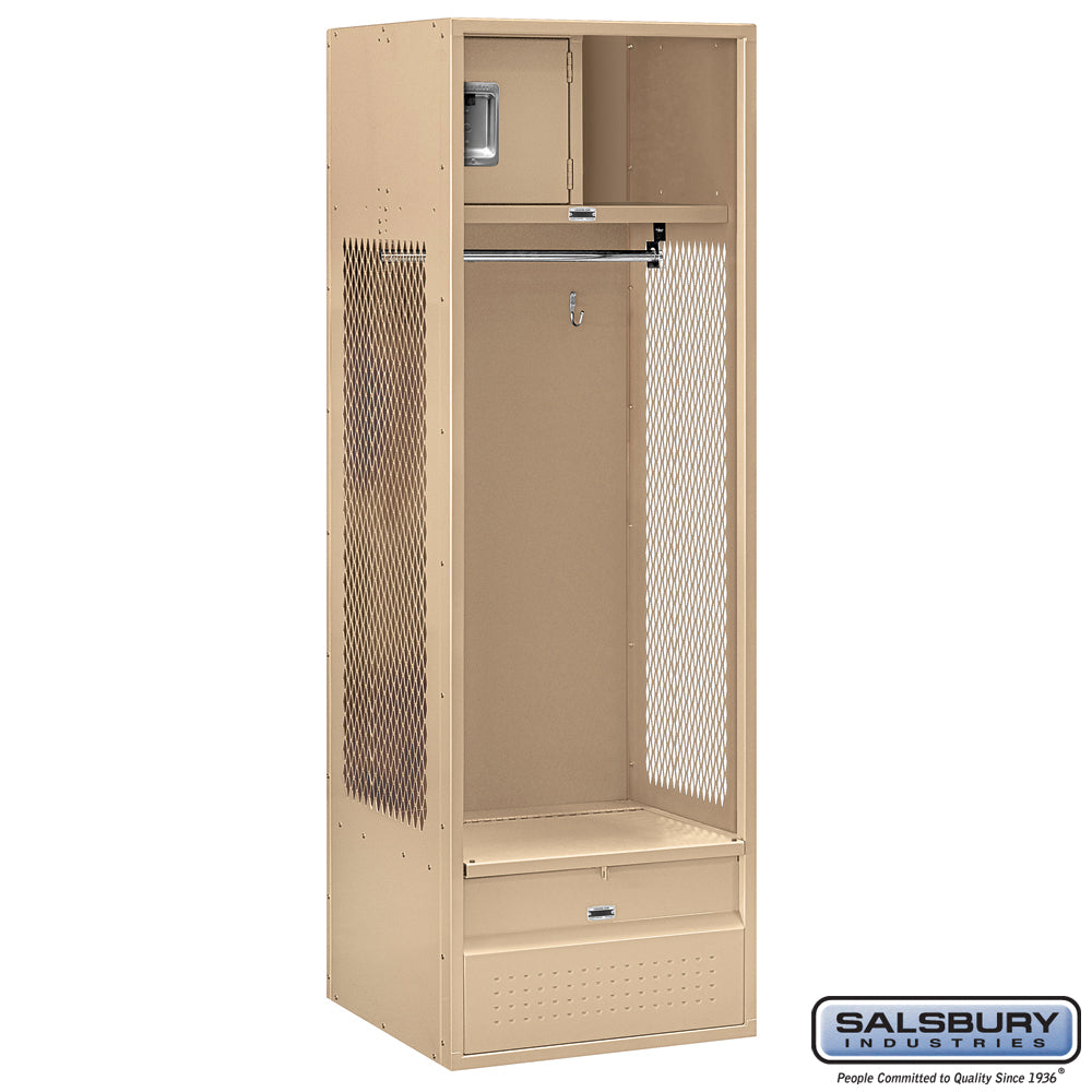 24" Wide Open Access Metal Locker - 6 Feet High - 24 Inches Deep - Tan - Assembled