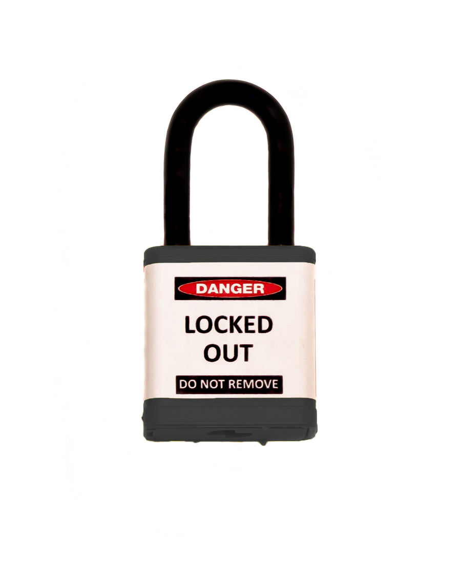 Lockout Safety Padlock, 700 Series, 1.5" Shackle, Keyed Different, Black