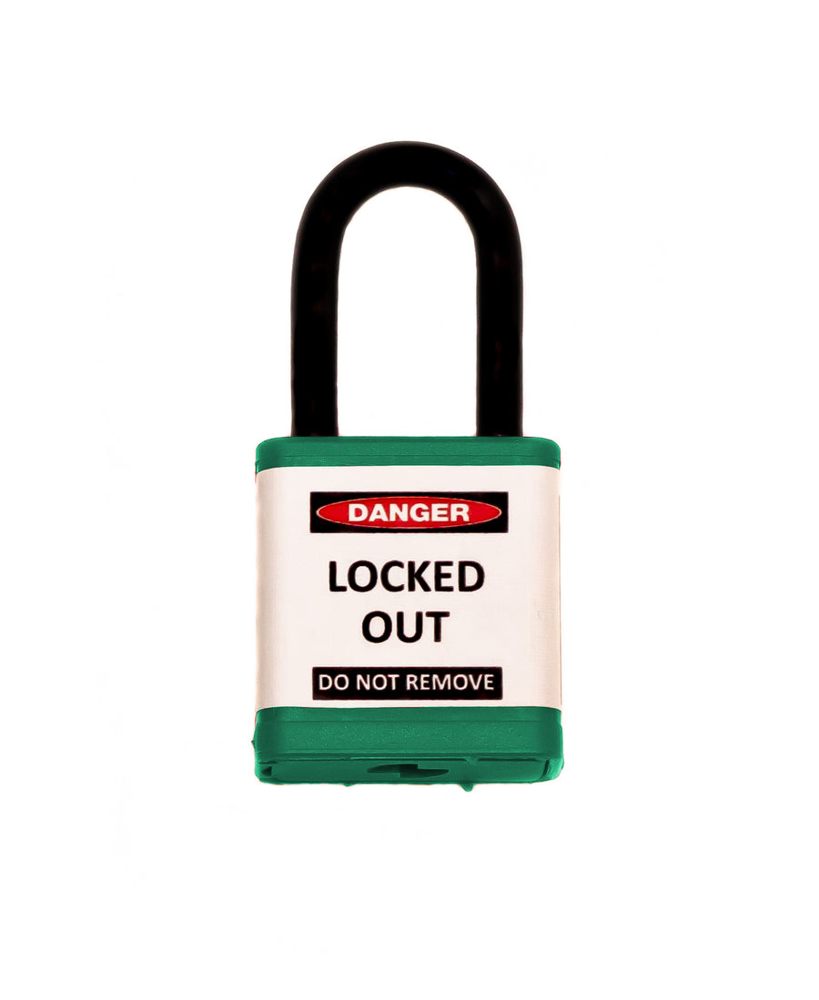 Lockout Safety Padlock, 700 Series, 1.5" Shackle, Keyed Alike, Green