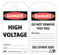 Thumbnail for Danger High Voltage Safety Tags, 10/pk