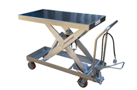 Thumbnail for Partially Stainless Steel Air/Hydraulic Scissor Lift Cart 39-1/2 In. x 20 In. Platform With Poly-On-Poly Casters 1,750 Lb. Capacity Silver