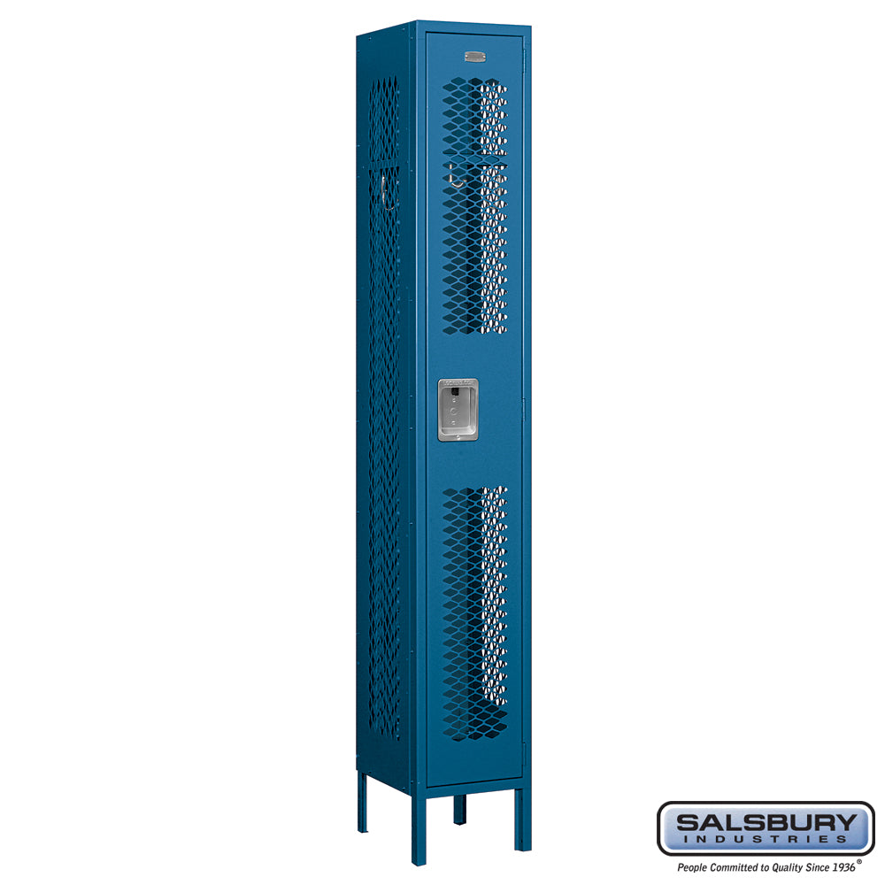 12" Wide Single Tier Vented Metal Locker - 1 Wide - 6 Feet High - 12 Inches Deep - Blue - Assembled