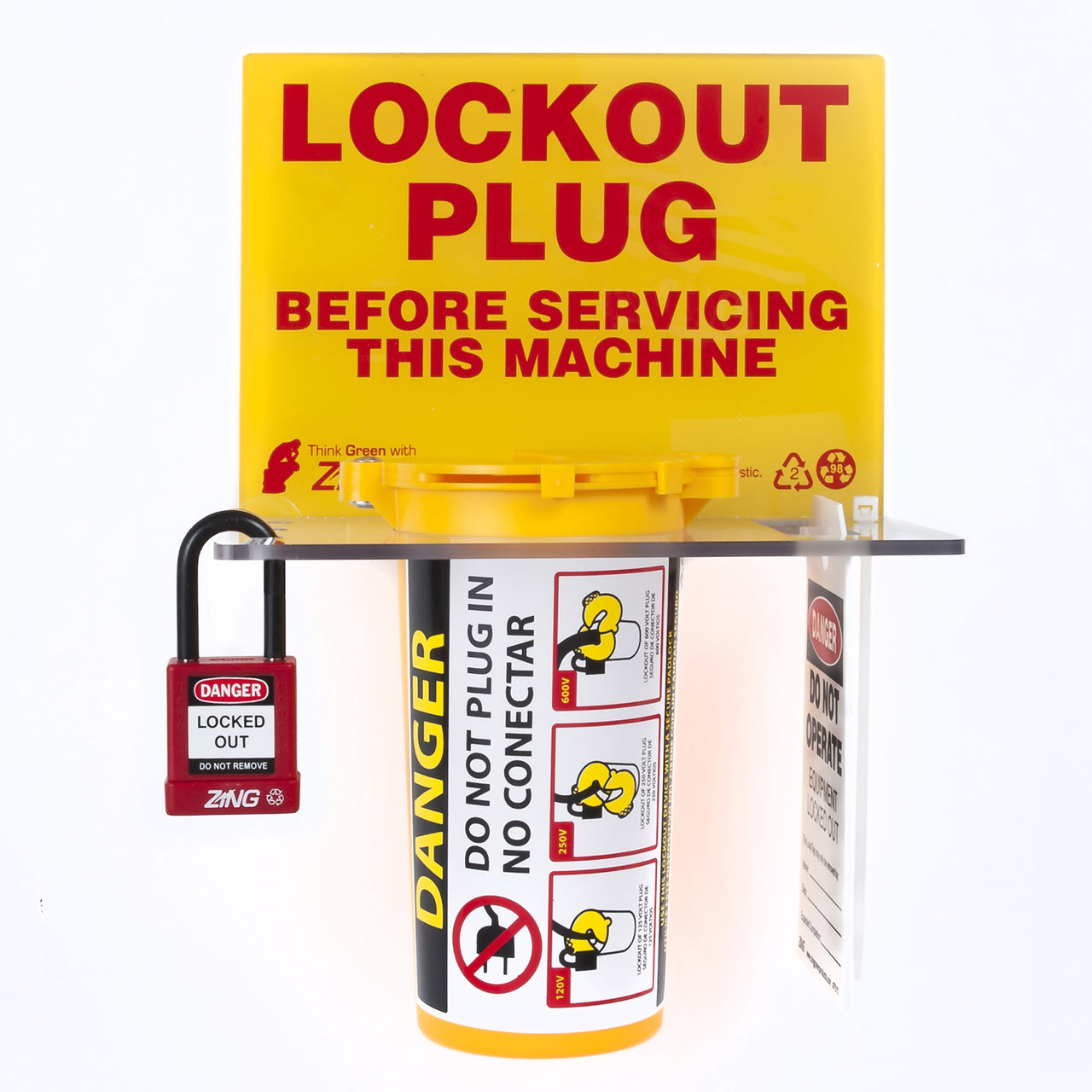 ZING 7117E RecycLockout Lockout Tagout Station, Plug Lockout - Empty