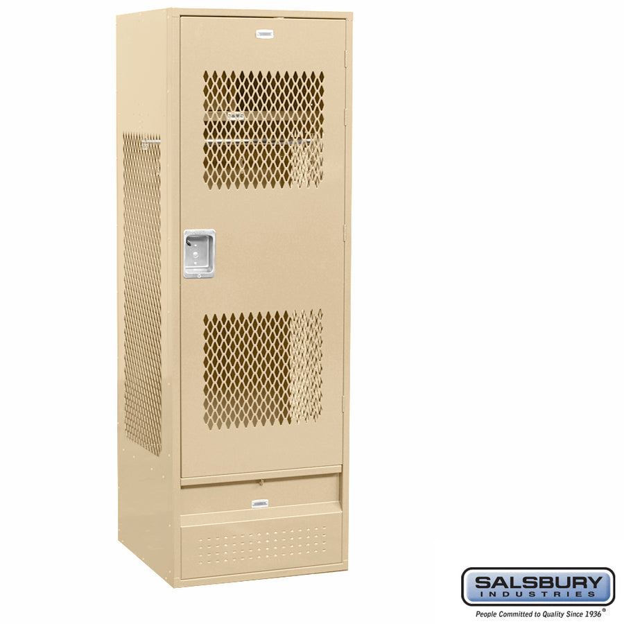 24" Wide Vented Gear Metal Locker - 6 Feet High - 24 Inches Deep - Tan - Assembled