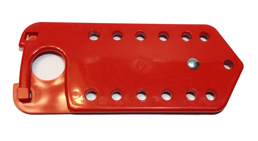 Lockout Hasp - 13 Hole, Plastic, Red