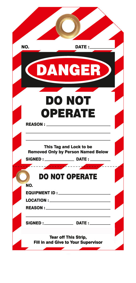 Lockout Tag, Do Not Operate, with Perforated Stub, 10/pack