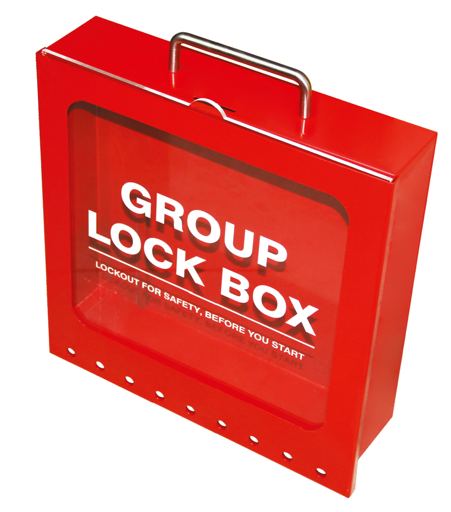 Group Lock Box, Steel, Red, 9 Padlock Capacity