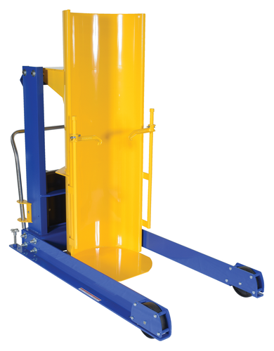 Steel DC Powered Portable Hydraulic Drum Dumper 72 In. Dump Height 750 Lb. Capacity Blue / Yellow