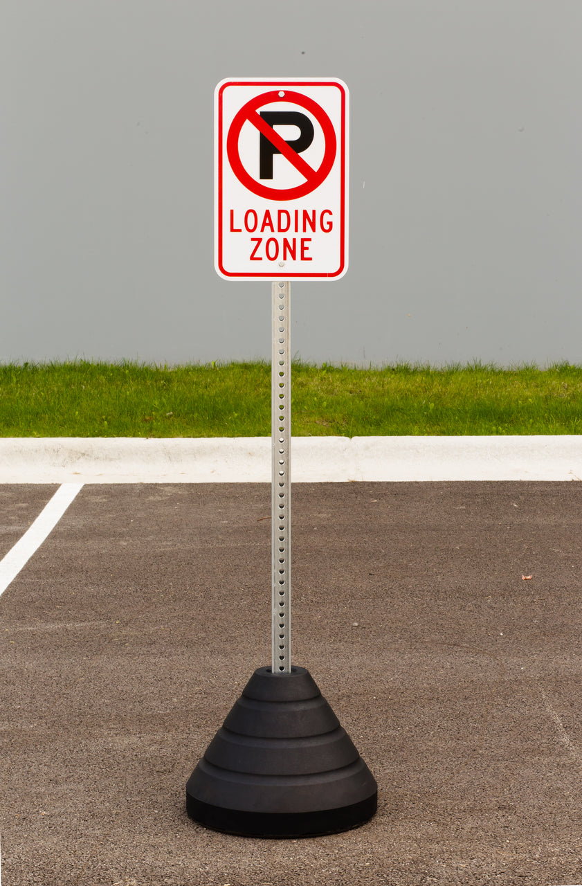 Zing "No Parking Loading Zone" Sign Kit Bundle, with Base and Post
