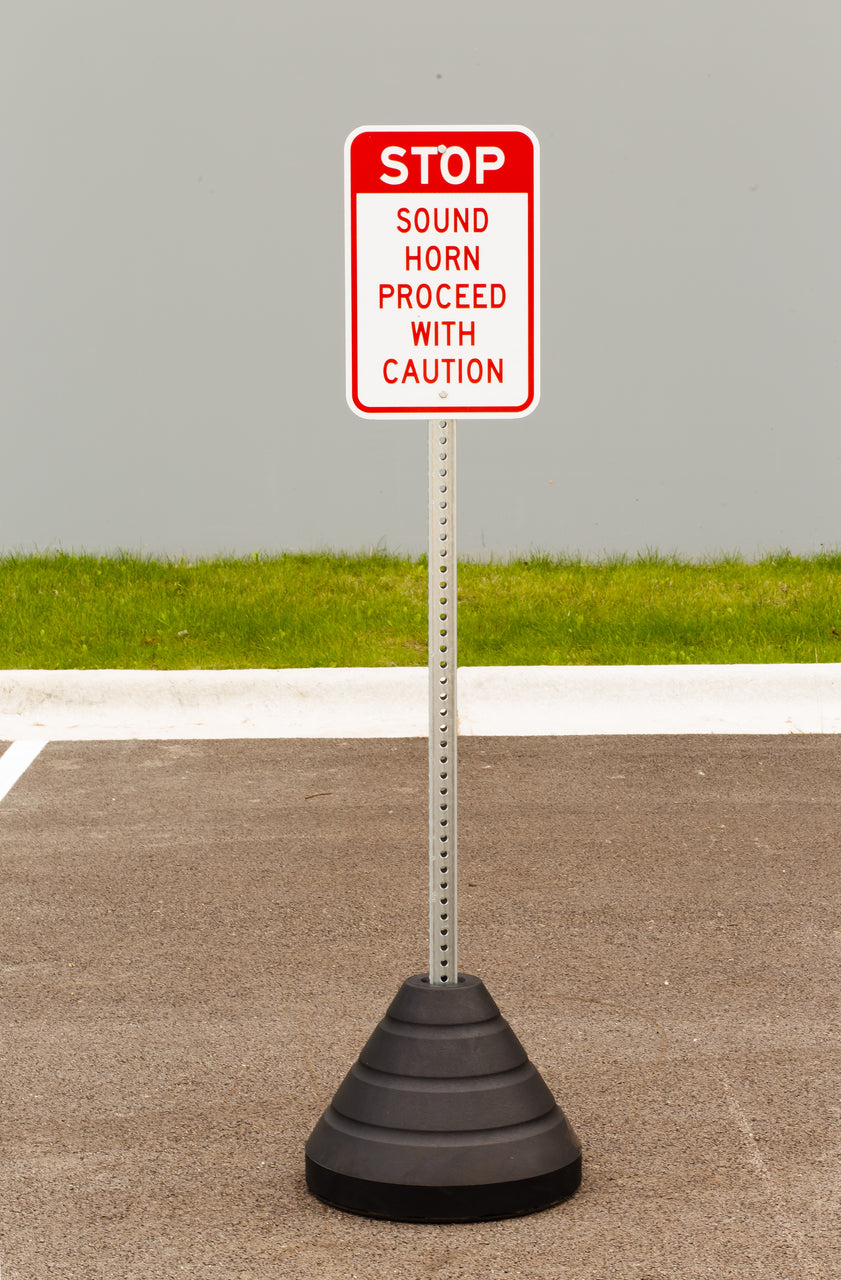 Zing "Stop, Sound Horn Proceed With Caution" Sign Kit Bundle, with Base and Post