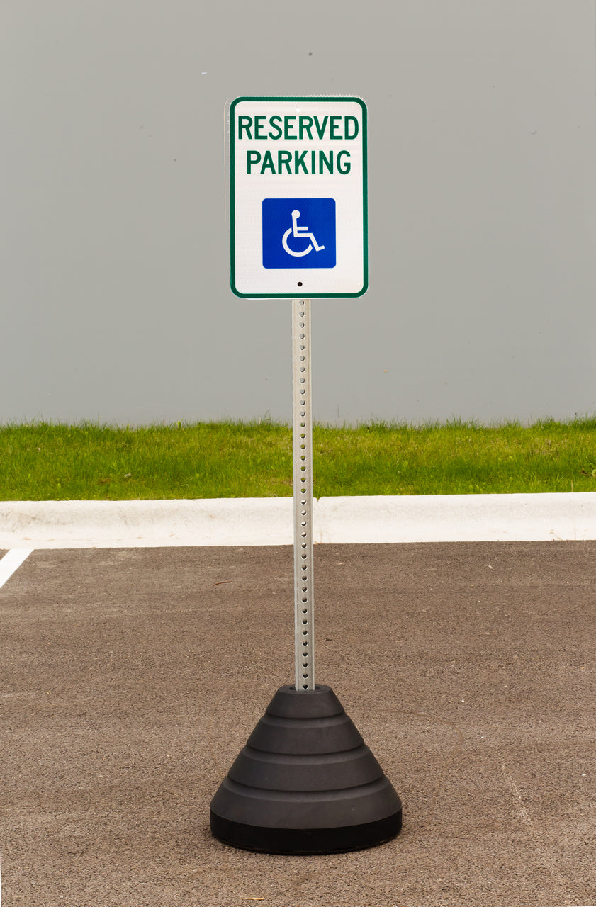 Zing "Handicapped Reserved Parking" Sign Kit Bundle, with Base and Post