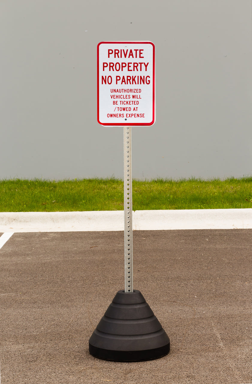 Zing "Private Property No Parking" Sign Kit Bundle, with Base and Post