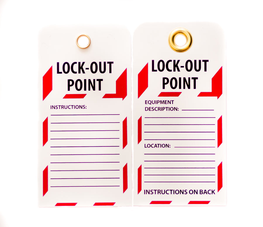 Lockout Tag, 10/PK, LOCK-OUT POINT, 6"x3"