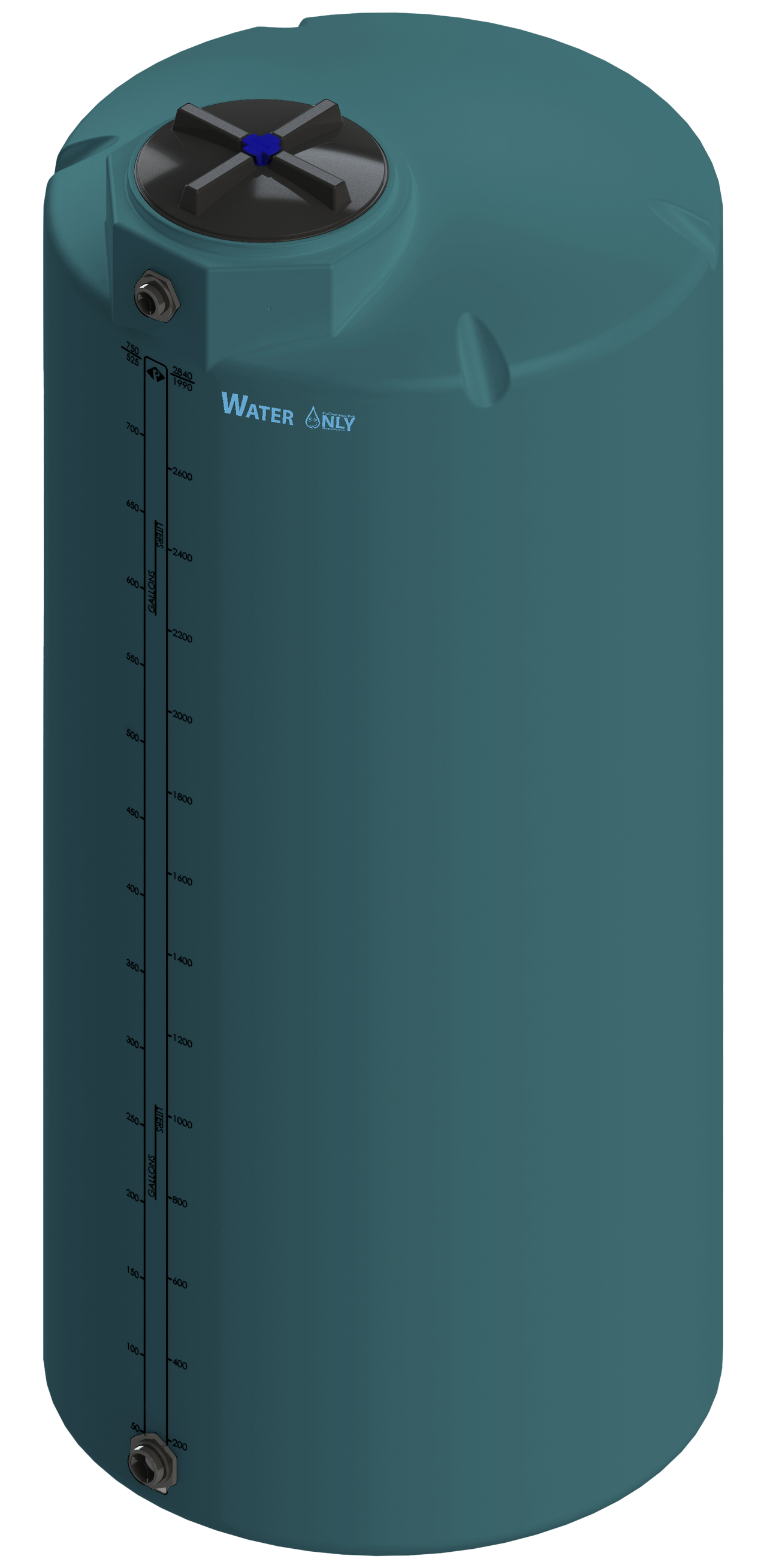 750 Gal ProChem® Potable Water Tank w/Bulkhead Fittings - Twist Lid 16" - LPE 1.0 - Green 