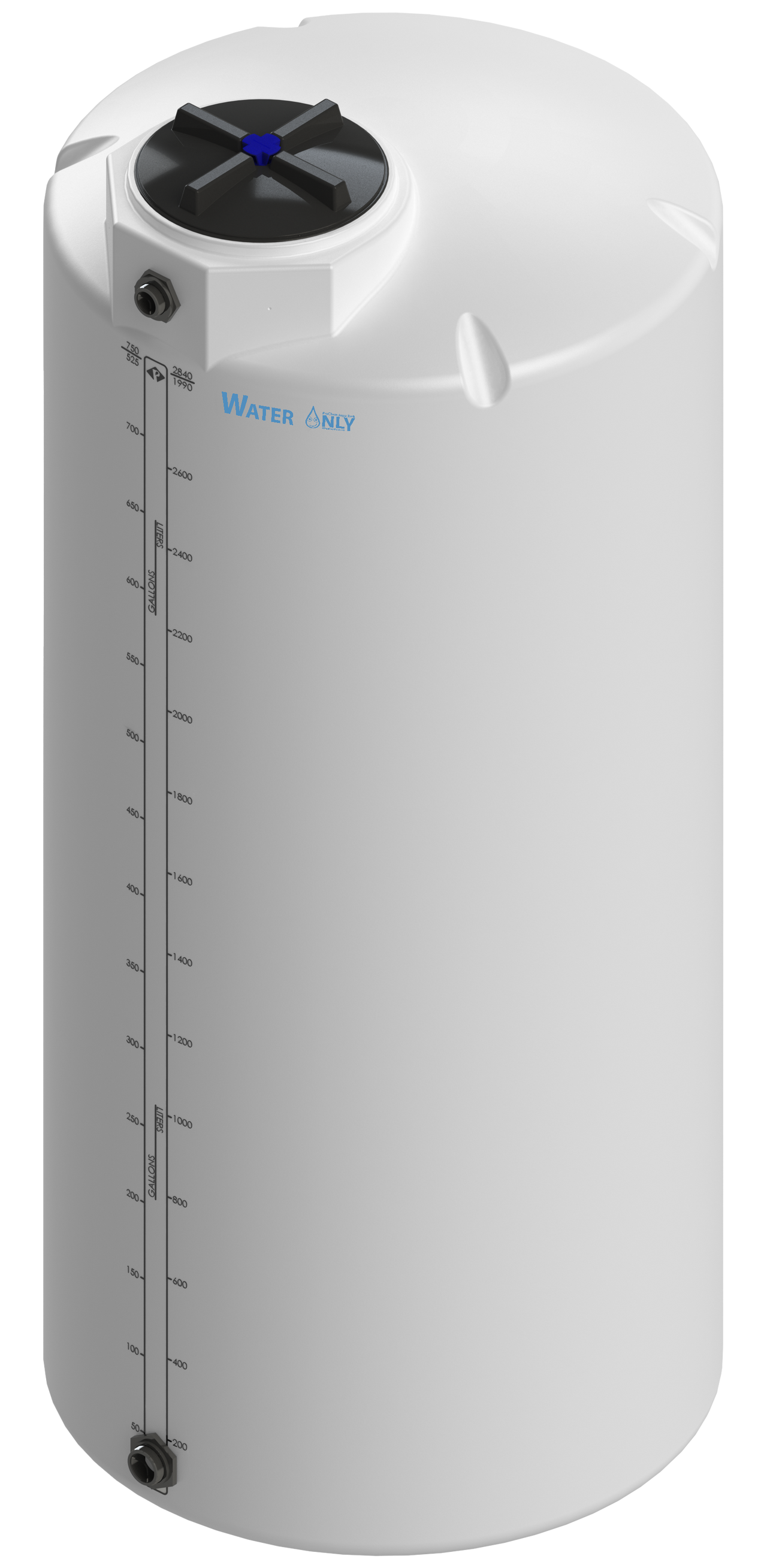 750 Gal ProChem® Potable Water Tank w/Bulkhead Fittings - Twist Lid 16" - LPE 1.0 - Natural 