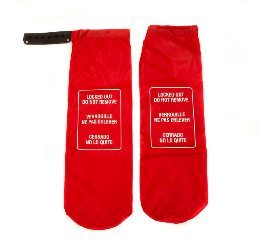 LARGE PLUG COVER LOCKOUT- RED LOCKABLE RED BAG 9"x25"