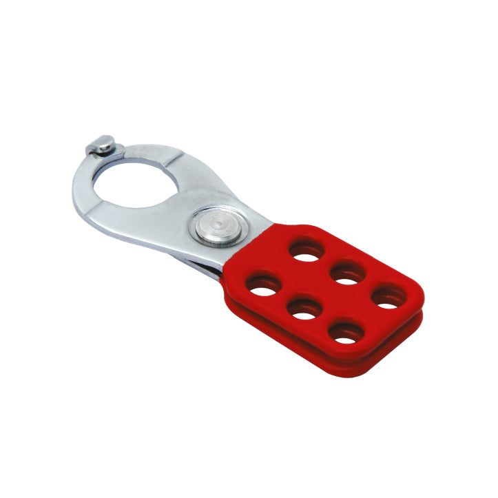 Coated Hasp, Steel, Red, 1" Jaw Diameter, with Tabs