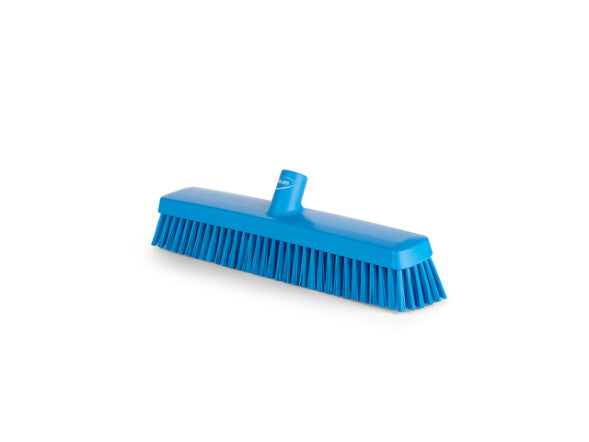 Heavy-Duty Push Broom, 16.5", Soft/stiff, Blue