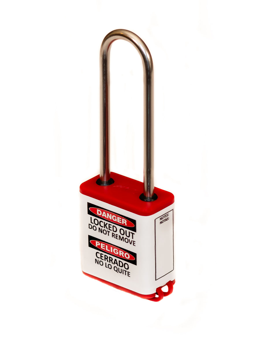 800 Series Extreme Environment Padlock, 3" Shackle, Keyed Different, Red