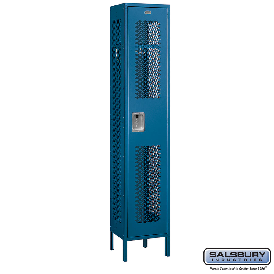 15" Wide Single Tier Vented Metal Locker - 1 Wide - 6 Feet High - 15 Inches Deep - Blue - Assembled