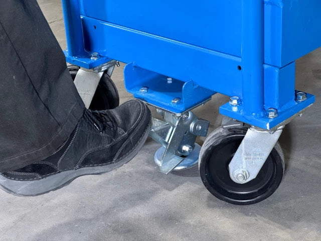 Extended Reach Drum Palletizer for RIMMED drum. Has 12V Battery Power lift to raise drum up to 19" (48.25 cm). 600 Lb. capacity.