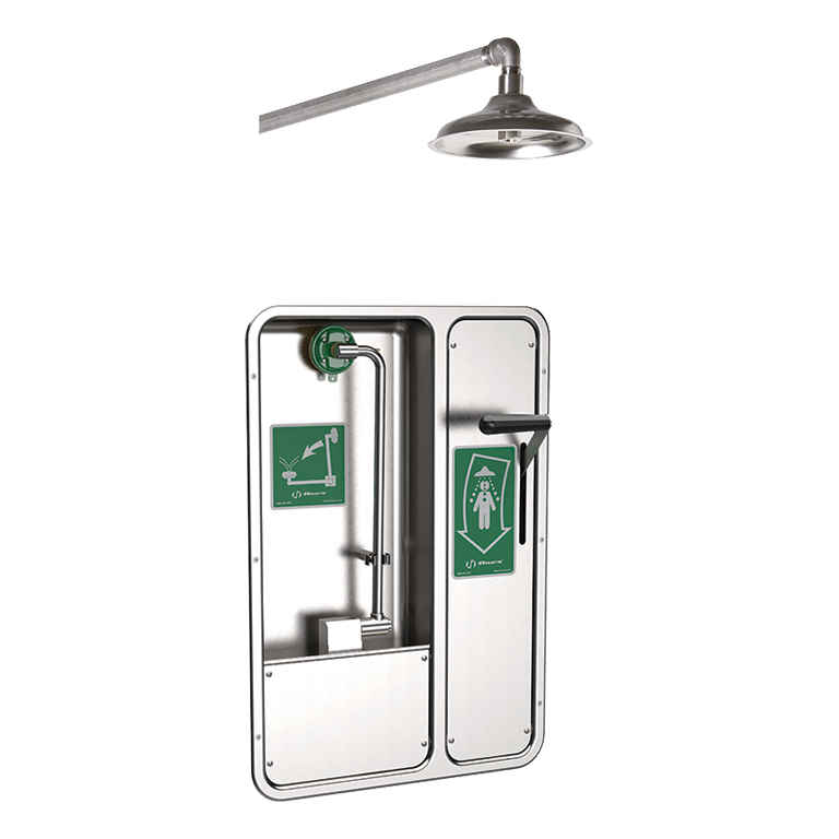 Barrier-Free Wall-Mounted Shower and Recessed Eye/Face Wash