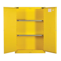 Thumbnail for Justrite 45 Gallon, 2 Shelves, 2 Doors, Self-Close, Flammable Cabinet, Sure-Grip® EX, Yellow - 894520