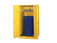 Thumbnail for Justrite 55-Gallon Sure-Grip EX Self-Closing Vertical Drum Storage Cabinet - Yellow
