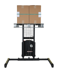 Thumbnail for Steel Stacker with Adjustable DC Powered Winch 770 Lb. Capacity Black / Yellow