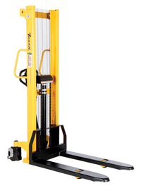 Thumbnail for Steel Manual Stacker Fixed Forks/Legs 2,000 Lb. Capacity Black / Yellow