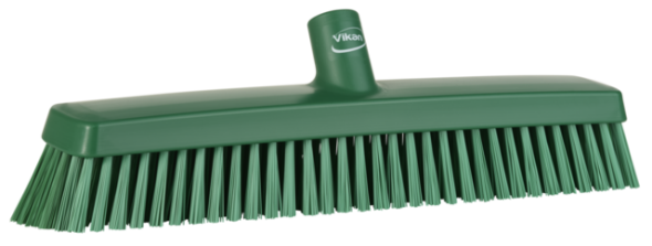 Heavy-Duty Push Broom, 16.5", Soft/stiff, Green