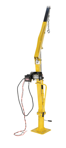 Steel DC Powered Winch Truck Jib Crane 44 In. Reach 1,000 Lb. Extended Capacity Yellow