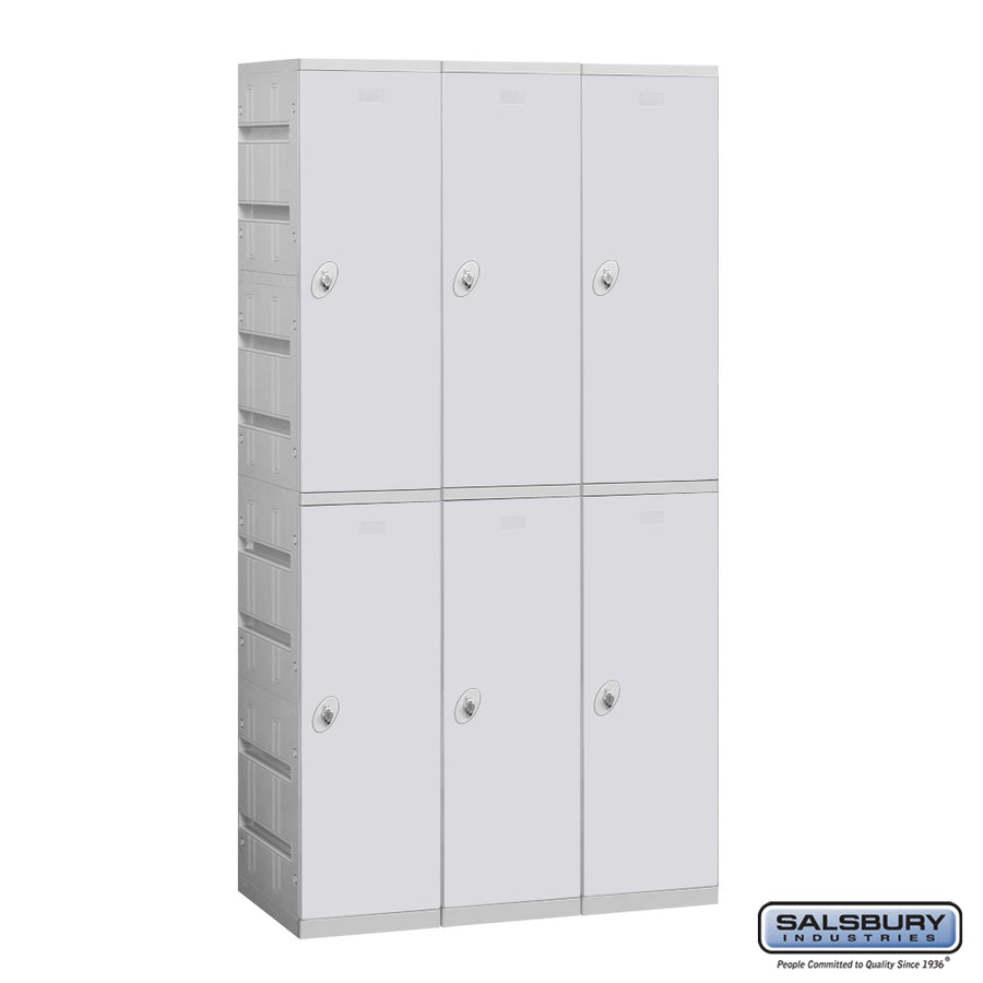12" Wide Double Tier Plastic Locker - 3 Wide - 6 Feet High - 18 Inches Deep - Gray - Unassembled